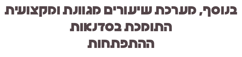 בנוסף, מערכת שיעורים מגוונת ומקצועית התומכת בסדנאות ההתפתחות